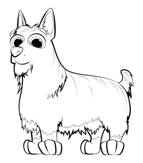 Yorkshire terrier dog drawing black and white clipart