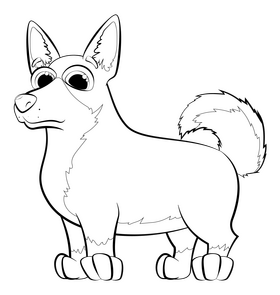 Corgi dog drawing black and white clipart
