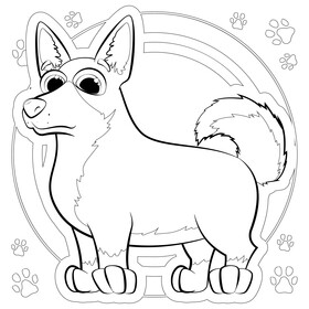 Corgi dog drawing black and white vector