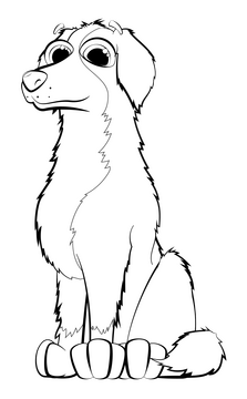 Australian shepherd dog drawing black and white clipart