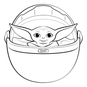 Baby yoda drawing black and white clipart