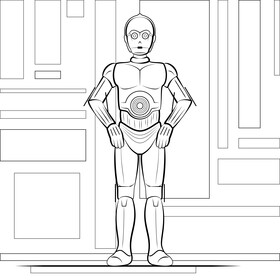 C3po drawing black and white vector