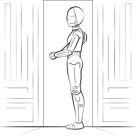 C3po drawing black and white vector