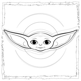 Baby yoda drawing black and white vector