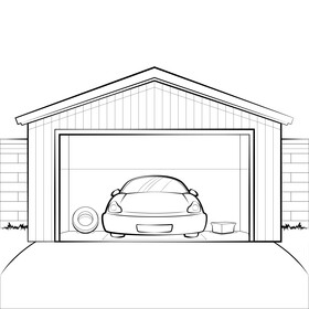 Garage drawing black and white vector