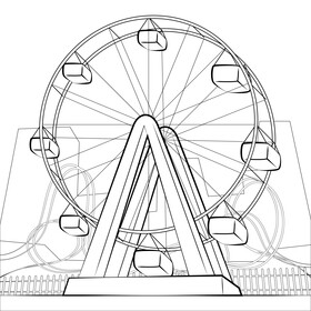 Ferris wheel drawing black and white vector
