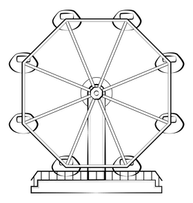 Ferris wheel drawing black and white clipart