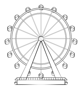 Ferris wheel drawing black and white clipart