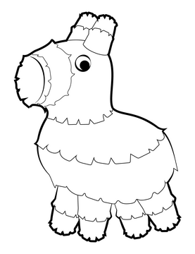 Fiesta pinata black and white clipart