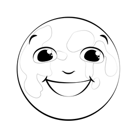 Full moon drawing black and white clipart