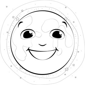 Full moon drawing black and white vector