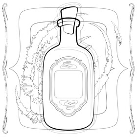 Vintage bottle drawing black and white vector