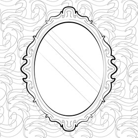 Vintage mirror drawing black and white vector