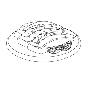 Salmon with lemon black and white clipart