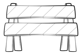 Construction barrier drawing black and white clipart