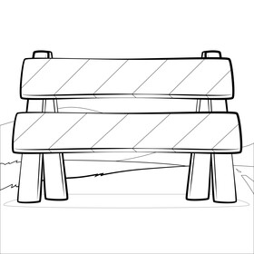 Construction barrier drawing black and white vector