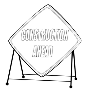 Construction sign drawing black and white clipart