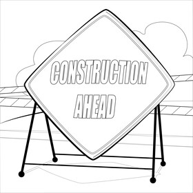 Construction sign drawing black and white vector