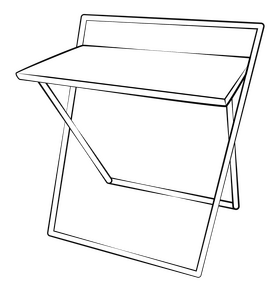 Desk folding drawing black and white clipart