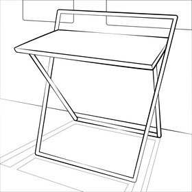 Desk folding drawing black and white vector