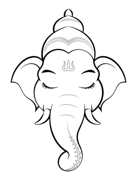 Ganesh drawing black and white clipart
