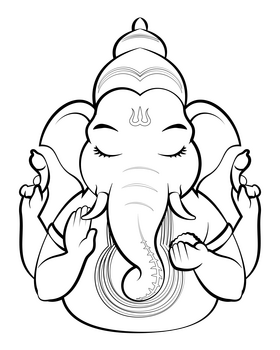 Ganesh drawing black and white clipart