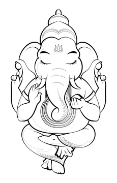 Ganesh drawing black and white clipart