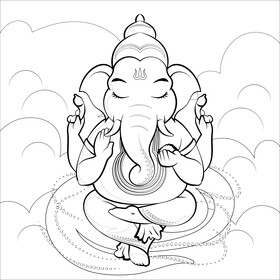 Ganesh drawing black and white vector
