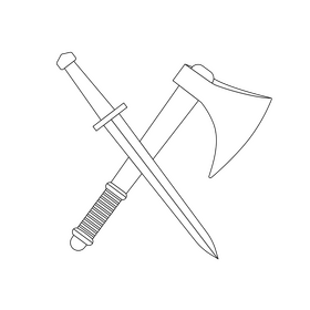 Viking weapons black and white clipart