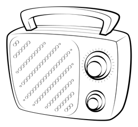 Radio drawing black and white clipart