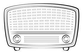 Old radio, retro drawing black and white clipart