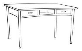 Desk for study drawing black and white clipart