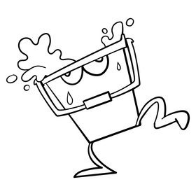 Bucket cartoon drawing black and white clipart