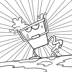 Bucket cartoon drawing black and white vector