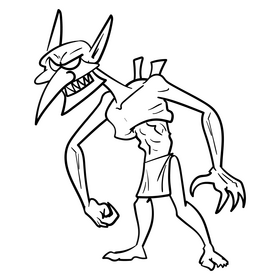 Goblin cartoon drawing black and white clipart