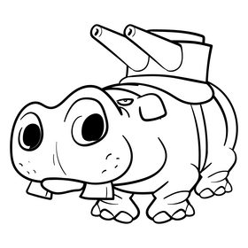 Hippo cartoon drawing black and white clipart