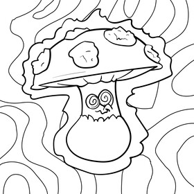 Mushroom cartoon drawing black and white vector