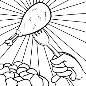 Fork cartoon drawing black and white vector