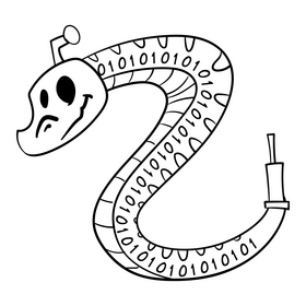 Snake cartoon drawing black and white clipart