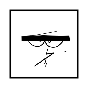 Square cartoon drawing black and white clipart