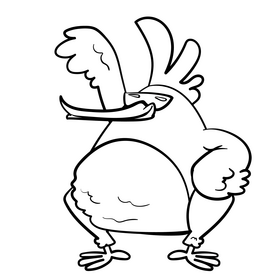 Bird cartoon drawing black and white clipart