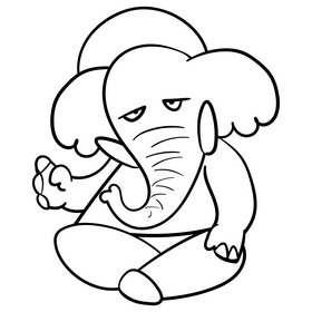 Ganesha cartoon drawing black and white clipart