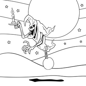 Ghost cartoon drawing black and white vector