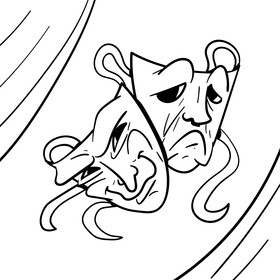 Mask cartoon drawing black and white vector