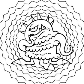Monster cartoon drawing black and white vector