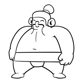 Sumo cartoon drawing black and white clipart
