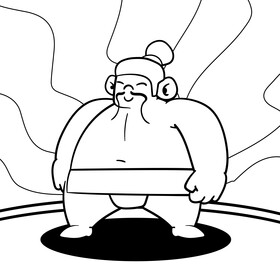 Sumo cartoon drawing black and white vector