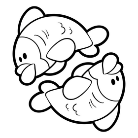 Pisces cartoon drawing black and white clipart