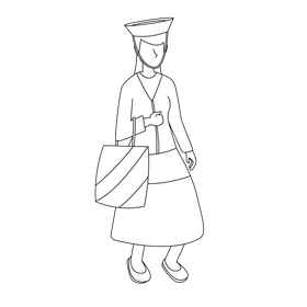 Woman in Peru black and white clipart