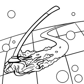 Mop cartoon drawing black and white vector